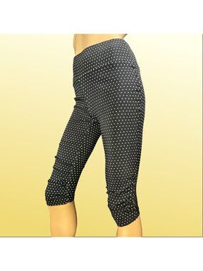 Y2K V&X Black Polka Dot Capri Pants Size M Fitted Stretchy Skinny Pull On 2000s